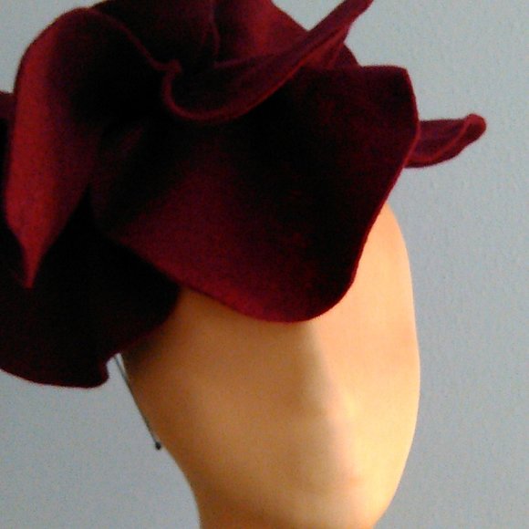 Burgundy felt large rosette headband fascinator